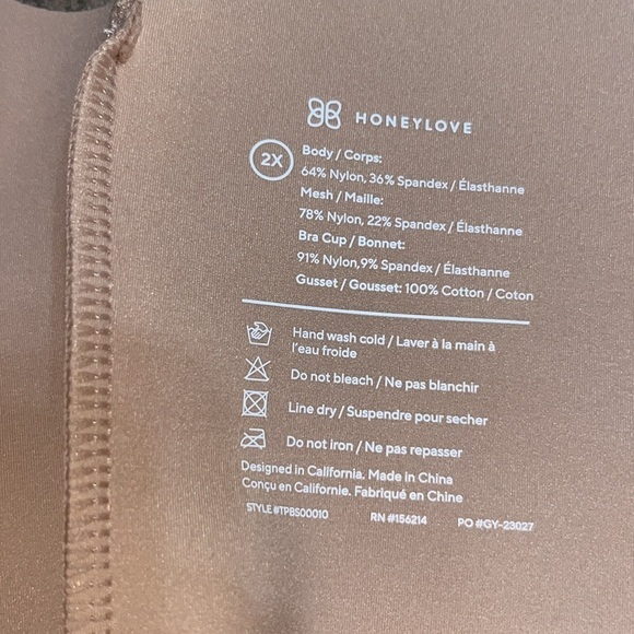 Honeylove SuperPower Mid-Thigh Bodysuit Over Bust Sand 2X - Picture 8 of 9